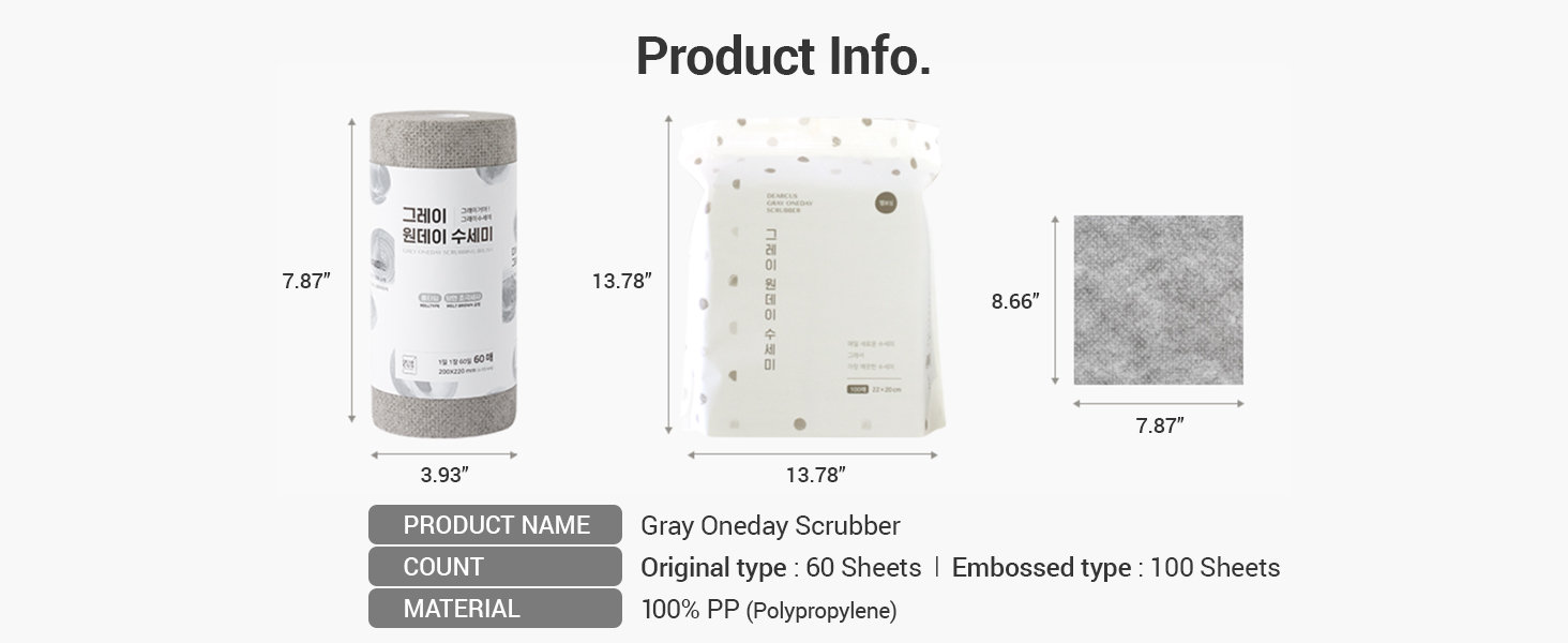 DEARCUS One Day Scrubber Disposable Dishcloth Sheets – Odor-Free Lint-Free Non-Scratch Melt-Blown PP Cleaning Cloths for Dishes, Cookware, Cooktop & Bathroom | Gray, 1 Pack 60 Sheets (~2 Month Supply)