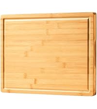 Bamboo Cutting Board for Kitchen, 18" Large Wood Charcuterie Cheese Board, Wooden Chopping Block with Side Handles and Juice Grooves