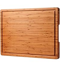 Bamboo Cutting Board for Kitchen, 18" Large Wood Charcuterie Cheese Board, Wooden Chopping Block with Side Handles and Juice Grooves