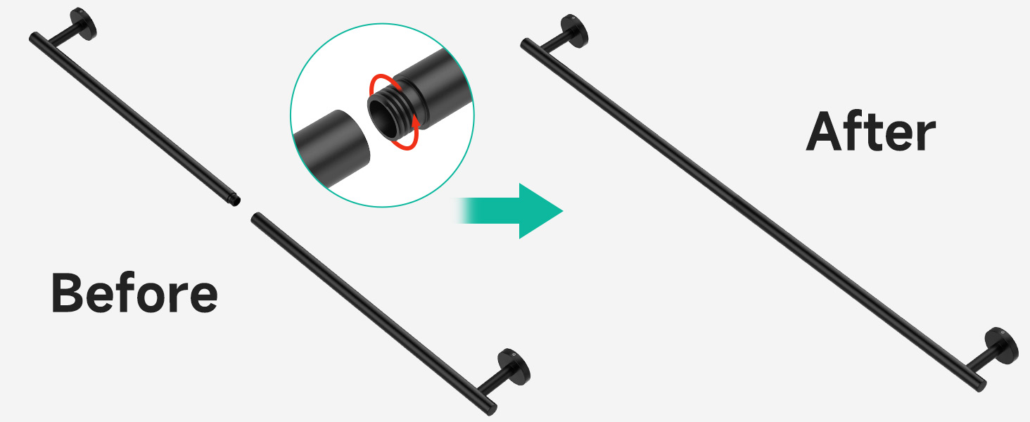 USHOWER Matte Black Bathroom Hardware Set, Modern 24-Inch Towel Bar Set Wall Mounted, Durable SUS304 Stainless Steel Bathroom Accessories Set, 4-Piece