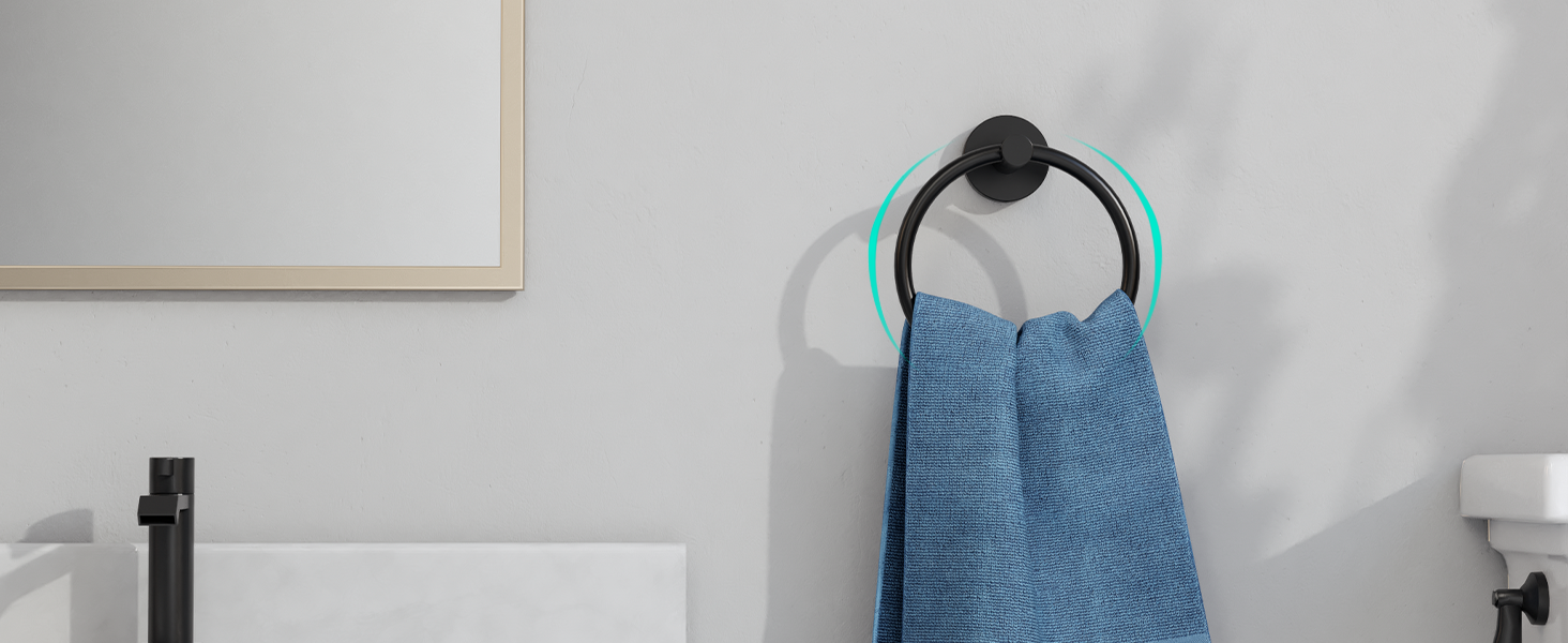 USHOWER Matte Black Bathroom Hardware Set, Modern 24-Inch Towel Bar Set Wall Mounted, Durable SUS304 Stainless Steel Bathroom Accessories Set, 4-Piece