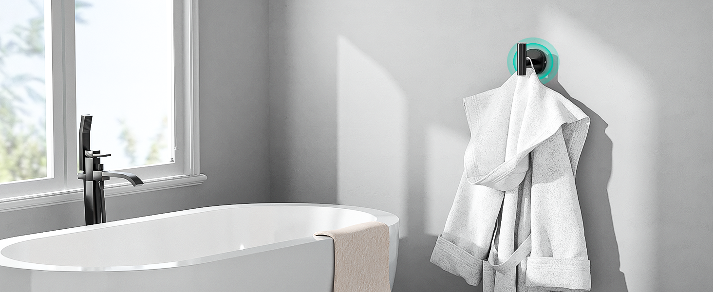 USHOWER Matte Black Bathroom Hardware Set, Modern 24-Inch Towel Bar Set Wall Mounted, Durable SUS304 Stainless Steel Bathroom Accessories Set, 4-Piece