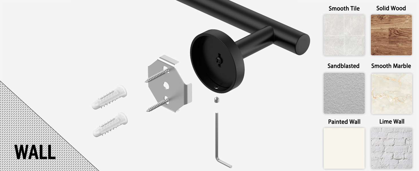 USHOWER Matte Black Bathroom Hardware Set, Modern 24-Inch Towel Bar Set Wall Mounted, Durable SUS304 Stainless Steel Bathroom Accessories Set, 4-Piece