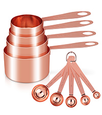 GuDoQi Gold Magnetic Measuring Spoons and Cups Set of 12, 8 Dual Sided Magnetic Measuring Spoons set with Leveler, 4 Measuring Cups, Premium Stainless Steel, Measuring for Liquid and Dry Ingredients