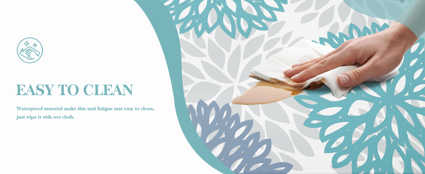 Teal Kitchen Mats Set of 2 Cushioned Anti Fatigue Kitchen Rugs Non Slip Waterproof Runner Memory Foam Kitchen Floor Mat Comfort Standing Mat for Sink,Office,Laundry