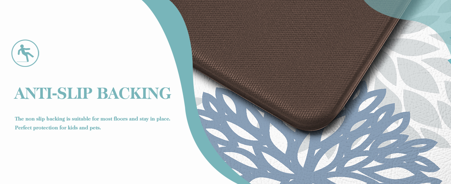 Teal Kitchen Mats Set of 2 Cushioned Anti Fatigue Kitchen Rugs Non Slip Waterproof Runner Memory Foam Kitchen Floor Mat Comfort Standing Mat for Sink,Office,Laundry