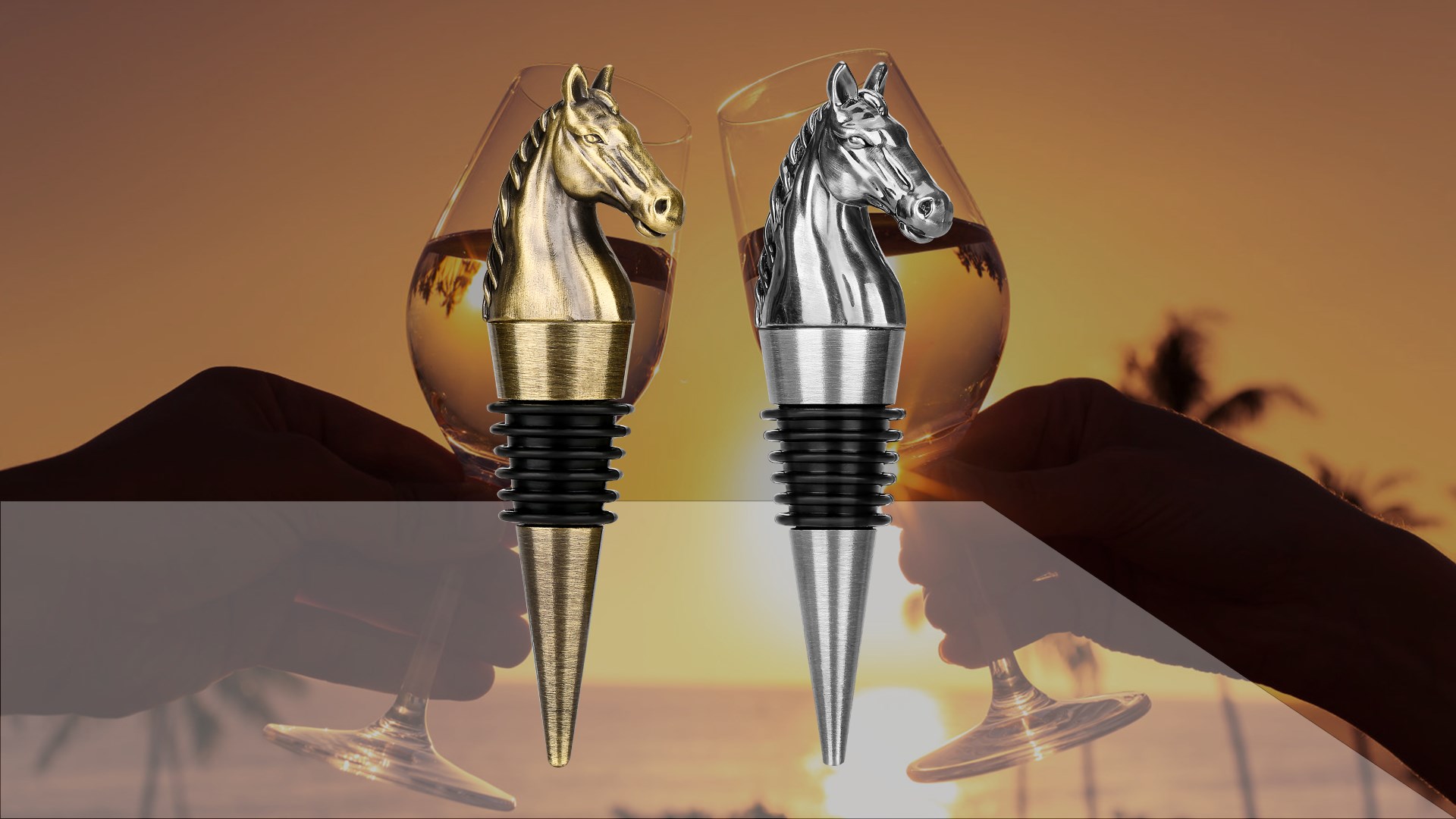 Horse Head Wine Stopper, Horse Wine Gifts Birthday Gifts for Men Women, Bottle Stoppers for Wine Champagne, Dark Silver with Gift Box