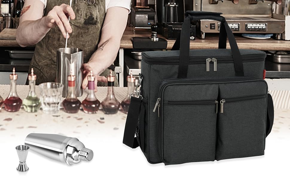 Bartender Kit, 11-Piece Cocktail Shaker Set with Bartender Travel Carrying Bag