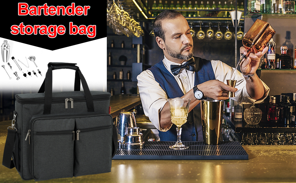 Bartender Kit, 11-Piece Cocktail Shaker Set with Bartender Travel Carrying Bag