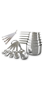 2PCS 1Cup (240ml, 8oz) Single Measuring Cup, Stainless Steel Measure Scoop, Metric and US Measurement, Dishwasher Safe