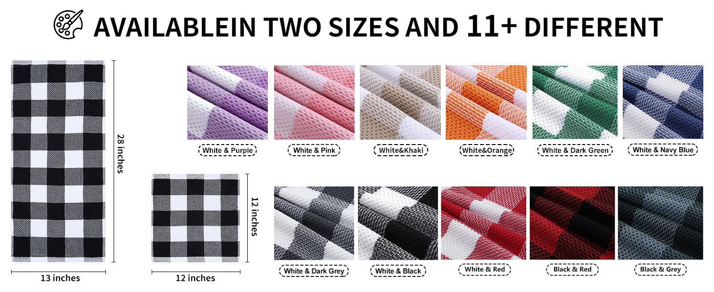 Homaxy Kitchen Towels and Dishcloths Set, 12 x 12 and 13 x 28 Inches, Set of 8 100% Cotton Waffle Weave Check Plaid Kitchen Dish Towels, Super Soft and Absorbent Dish Cloths, Black & Grey