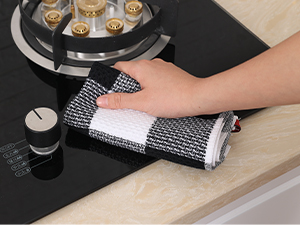 Homaxy Kitchen Towels and Dishcloths Set, 12 x 12 and 13 x 28 Inches, Set of 8 100% Cotton Waffle Weave Check Plaid Kitchen Dish Towels, Super Soft and Absorbent Dish Cloths, Black & Grey