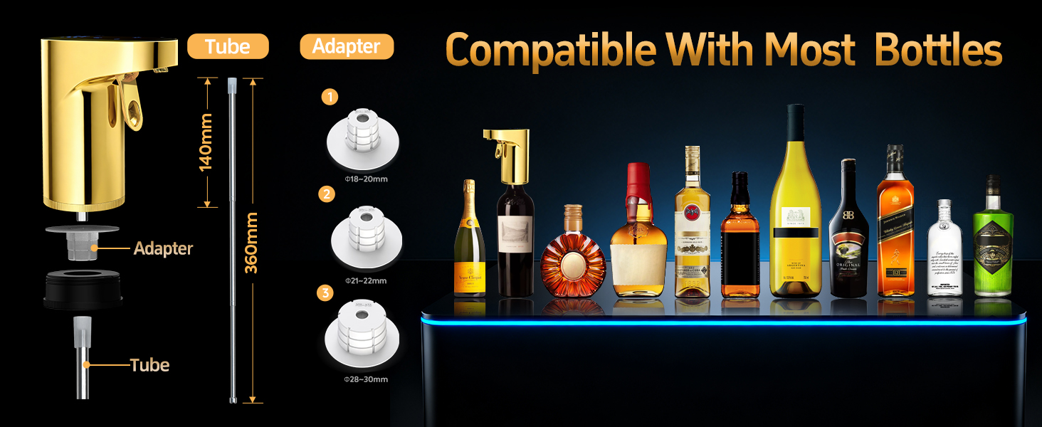 5-in-1 Electric Wine Decanter & Smart Liquor Dispenser - Easter Party Essential | Automatic Aerator with 1-999ml Precision Dosing | Easter Gift for Wine Lovers, Whiskey Enthusiasts & Hosts(Gold)