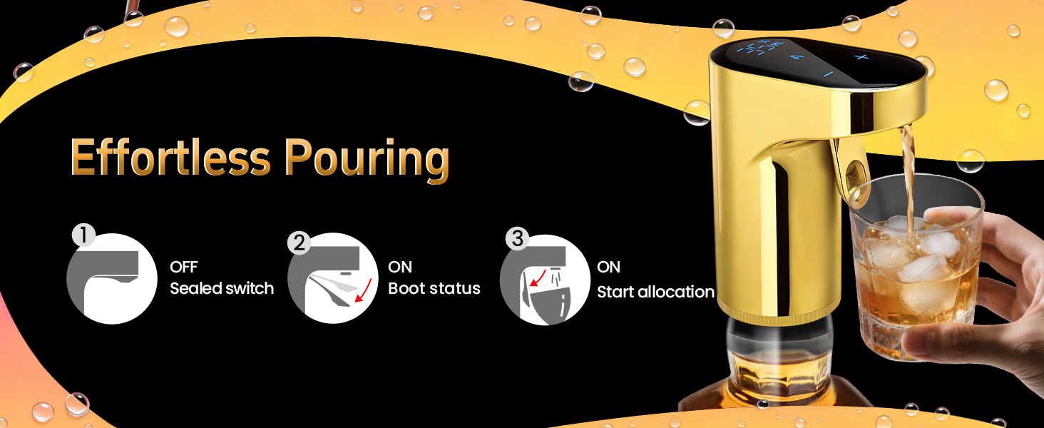 5-in-1 Electric Wine Decanter & Smart Liquor Dispenser - Easter Party Essential | Automatic Aerator with 1-999ml Precision Dosing | Easter Gift for Wine Lovers, Whiskey Enthusiasts & Hosts(Gold)