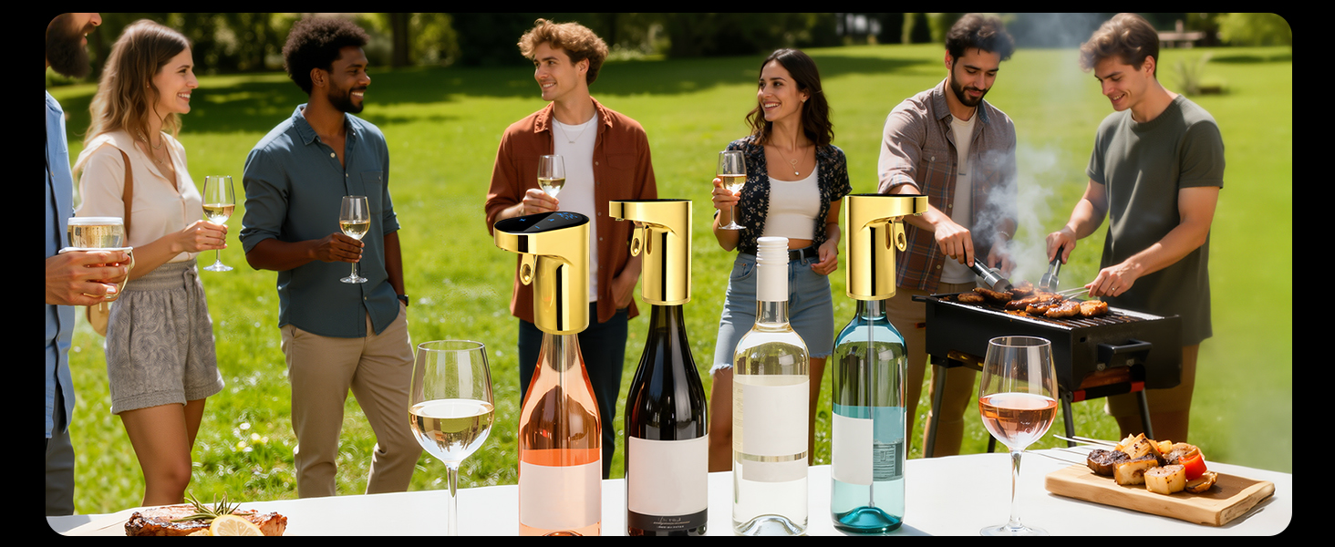 5-in-1 Electric Wine Decanter & Smart Liquor Dispenser - Easter Party Essential | Automatic Aerator with 1-999ml Precision Dosing | Easter Gift for Wine Lovers, Whiskey Enthusiasts & Hosts(Gold)