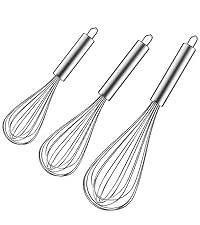 Polly Online Stainless Steel Whisk Set, 3 Packs Balloon Whisk for Cooking, Whisking, Blending (8