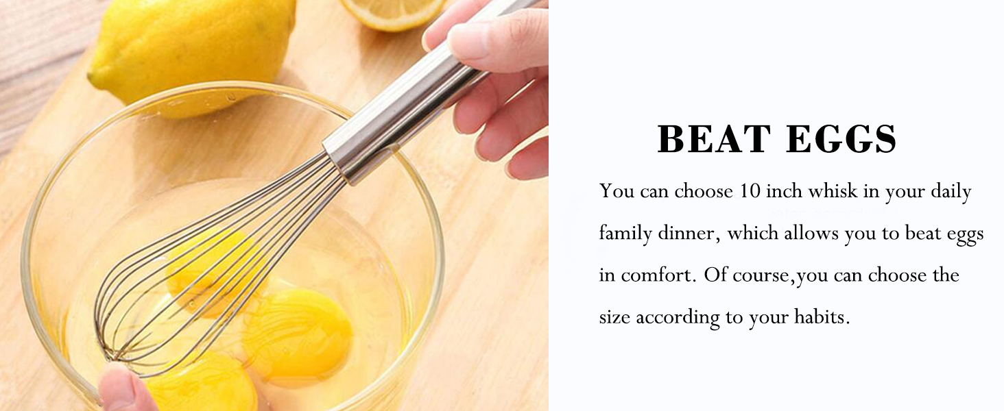 Polly Online Stainless Steel Whisk Set, 3 Packs Balloon Whisk for Cooking, Whisking, Blending (8