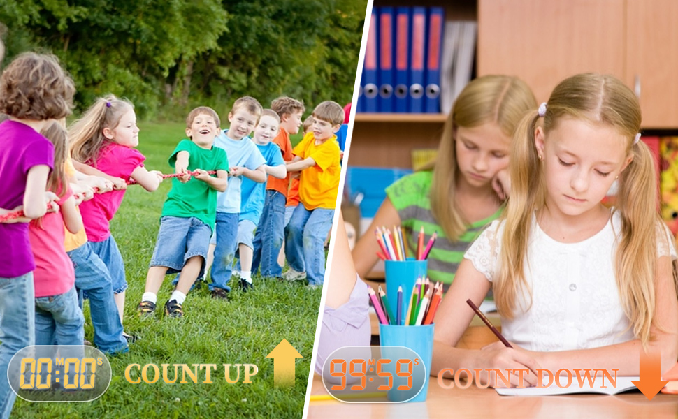 Timer, Kitchen Timers for Cooking Classroom Timer for Kids Teachers Magnetic Digital Timers 2 Pack, Black