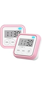 Timer, Kitchen Timers for Cooking Classroom Timer for Kids Teachers Magnetic Digital Timers 2 Pack, Black