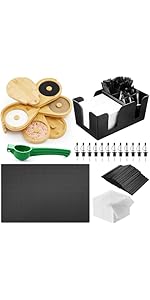 Mifoci Bartending Supplies 6 Compartments Garnish Tray with Lid Bar Caddy 3 Tier Glass Rimmer Stainless Steel Bottle Pourers Juice Pouring Cocktail Tools Plastic Serving Accessories