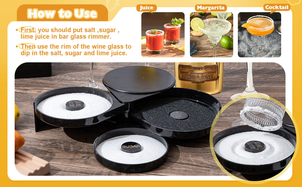 Mifoci Bartending Supplies 6 Compartments Garnish Tray with Lid Bar Caddy 3 Tier Glass Rimmer Stainless Steel Bottle Pourers Juice Pouring Cocktail Tools Plastic Serving Accessories