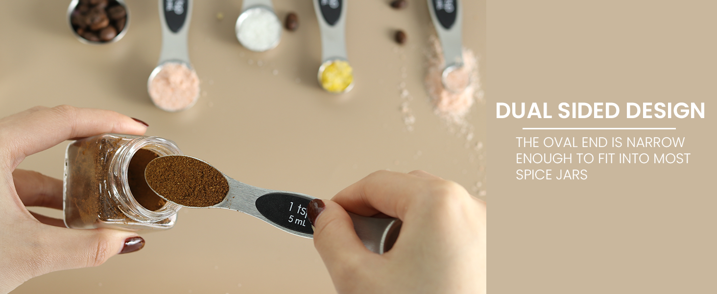 Pack of 8 Stainless Steel Magnetic Measuring Spoons Set, Dual Sided, Stackable, Adjustable Teaspoon and Tablespoon Measure Spoon with Leveler, Kitchen Gadgets