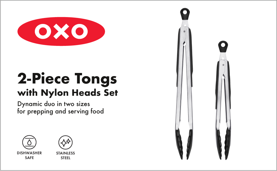 OXO Good Grips 2-Piece Tongs with Nylon Heads Set