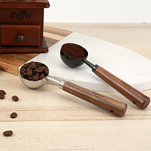 Vintage Coffee Measuring Spoon - 304 Stainless Steel,Coffee Scoop, 10g Capacity, Walnut Handle - Perfect for Coffee, Tea, and More (Gunmetal)