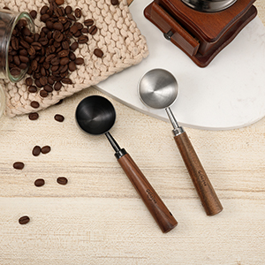 Vintage Coffee Measuring Spoon - 304 Stainless Steel,Coffee Scoop, 10g Capacity, Walnut Handle - Perfect for Coffee, Tea, and More (Gunmetal)