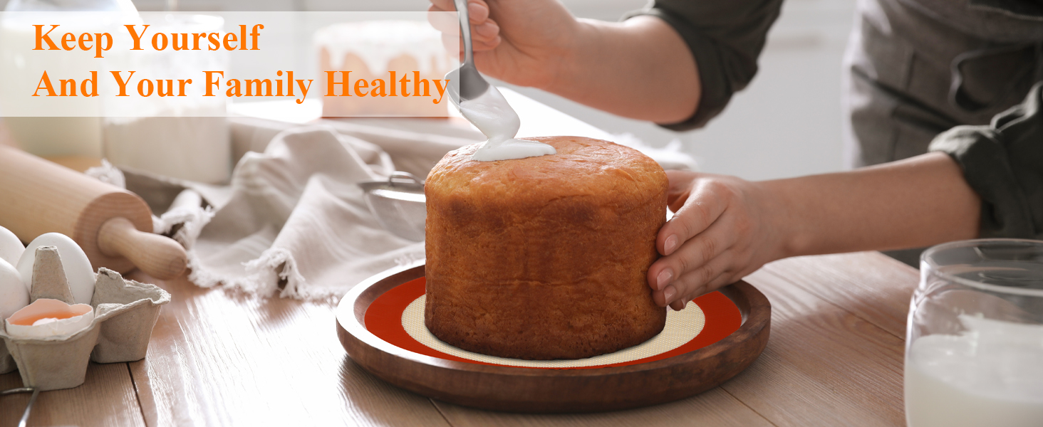 Round Silicone Baking Mats Set of 2-Silicone Mat for 8 Inch Pizza Cake Pan Air Fryer,Non-Stick Reusable Heat Resistant Baking Sheets for Bread Cookies Rolling Pie Tortilla Pastry Dough