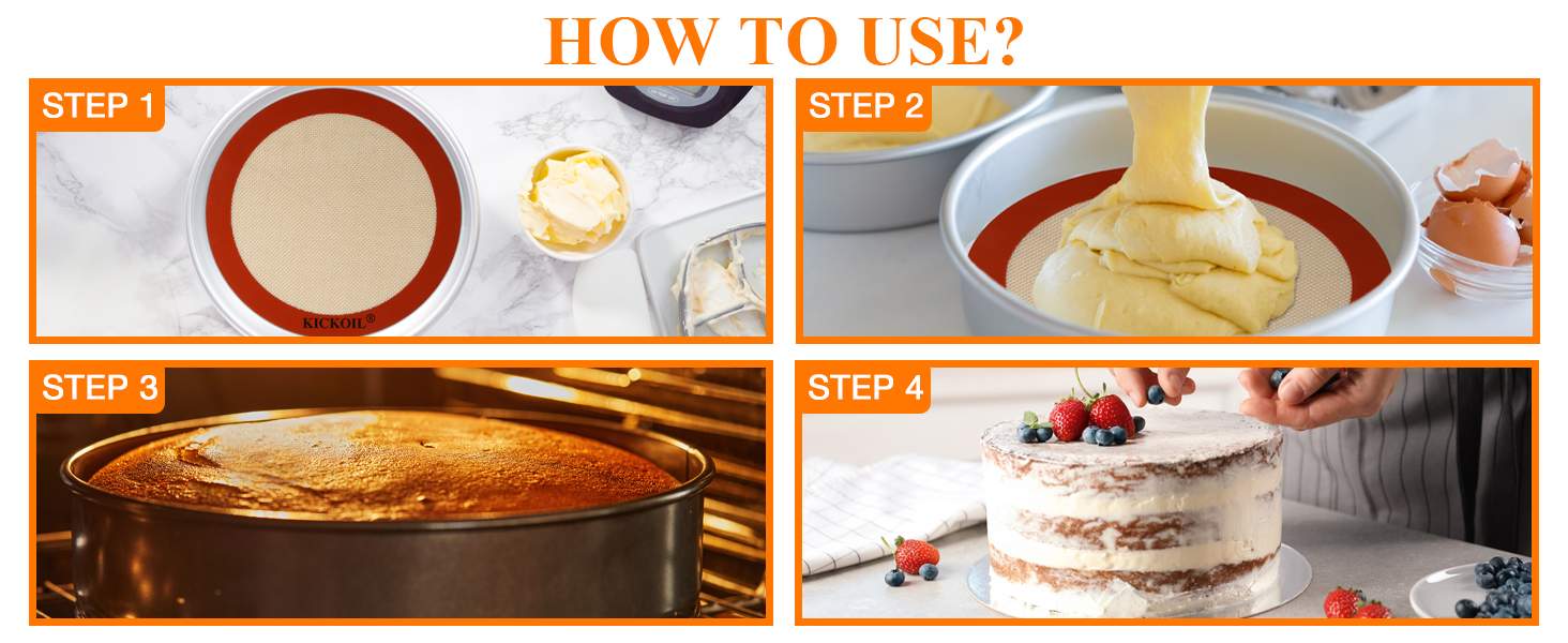 Round Silicone Baking Mats Set of 2-Silicone Mat for 8 Inch Pizza Cake Pan Air Fryer,Non-Stick Reusable Heat Resistant Baking Sheets for Bread Cookies Rolling Pie Tortilla Pastry Dough