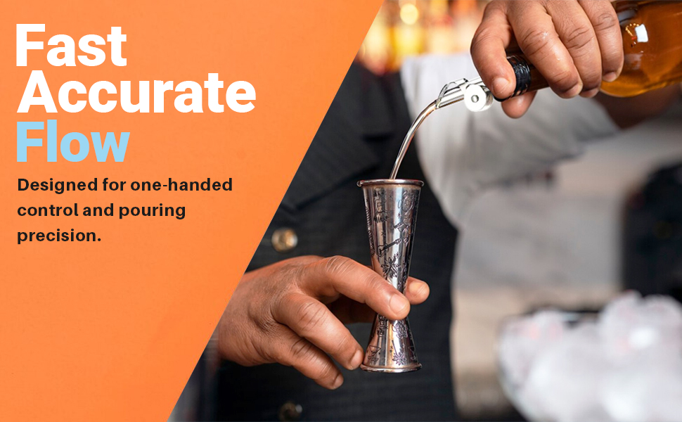 Weighted Stainless Steel Liquor Bottle Pourers: Auto Flip Spouts for Precise Pouring, Leak-Proof and Dishwasher-Safe (4pcs - Black)