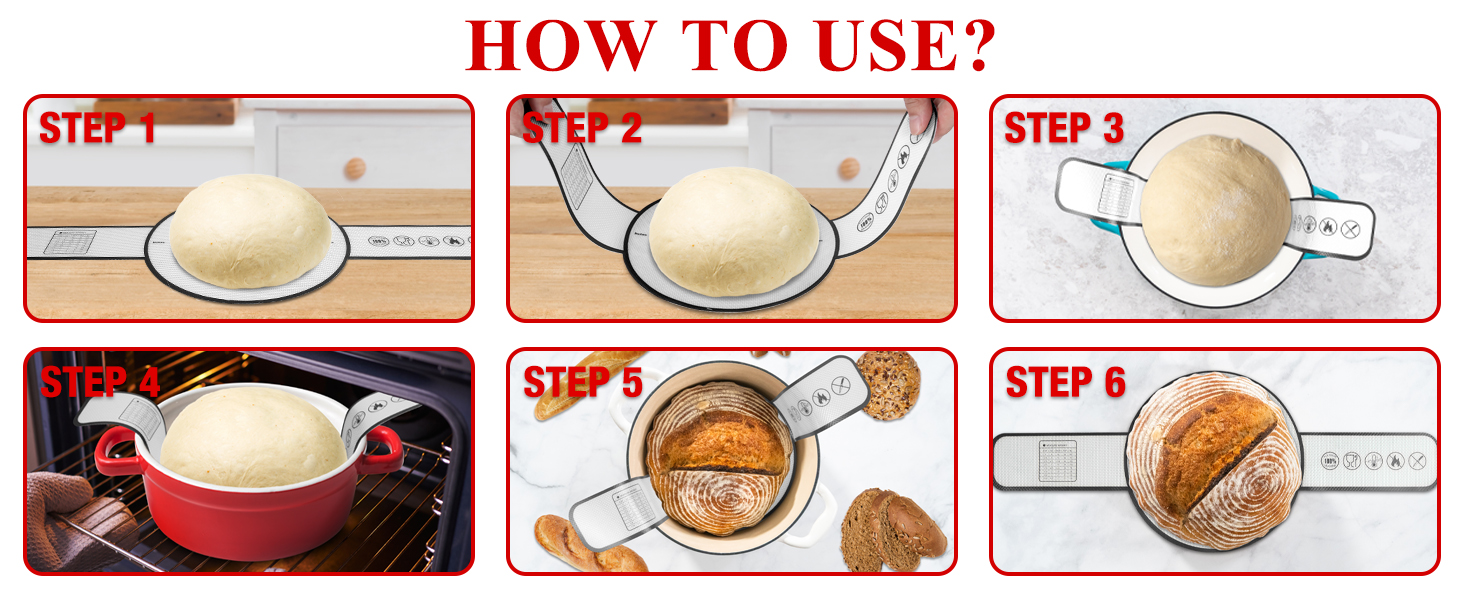 Silicone Bread Sling for Dutch Oven Baking Mat With Extra Long Handles Sourdough Bread Baking Supplies Non-Stick Silicone Mat Reusable Heat Resistant Food Grade Cooking Sheets Liners 2 PCS