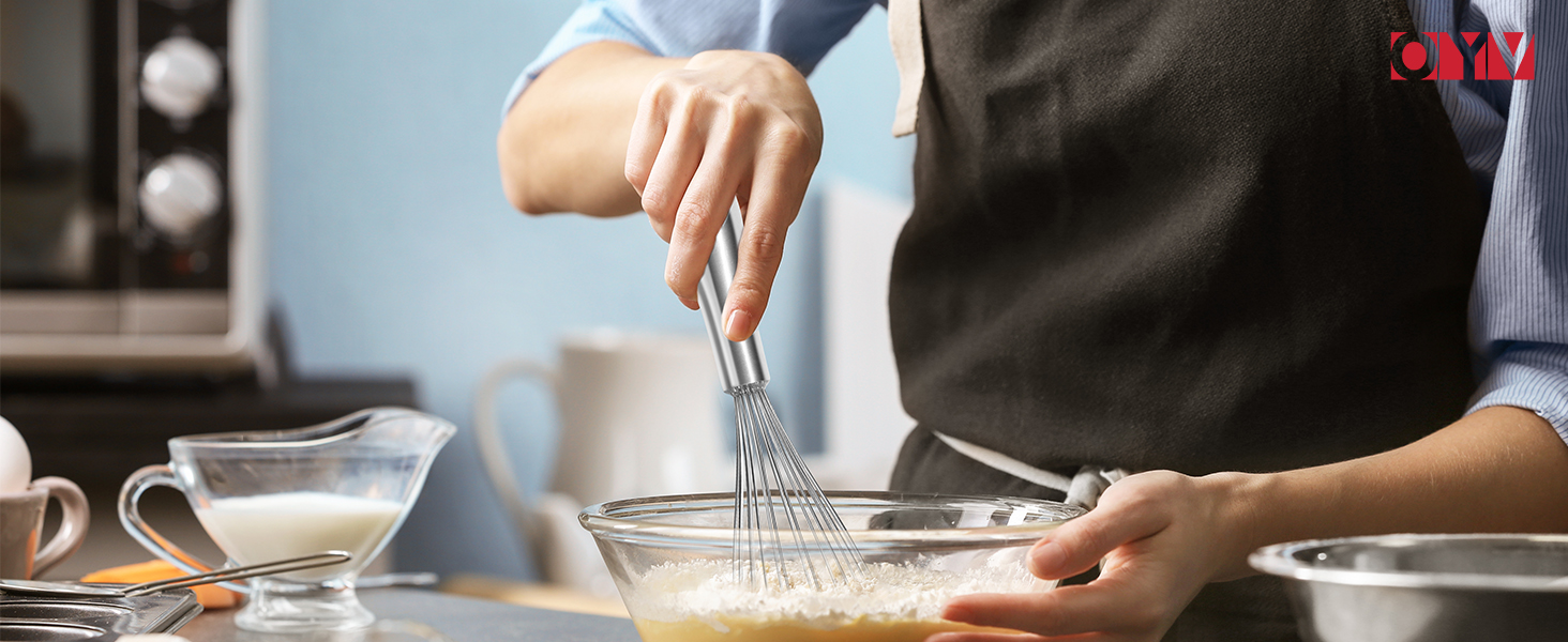 18/10 Stainless Steel Whisk, Ergonomic Handle, Dishwasher Safe Metal whisk, Professional Whisk for Kitchen Cooking, Perfect for Blending, Whisking, Baking, and Beating, 10-Inch Wire Wisk