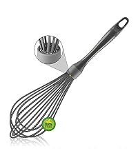 18/10 Stainless Steel Whisk, Ergonomic Handle, Dishwasher Safe Metal whisk, Professional Whisk for Kitchen Cooking, Perfect for Blending, Whisking, Baking, and Beating, 10-Inch Wire Wisk