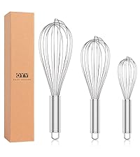 18/10 Stainless Steel Whisk, Ergonomic Handle, Dishwasher Safe Metal whisk, Professional Whisk for Kitchen Cooking, Perfect for Blending, Whisking, Baking, and Beating, 10-Inch Wire Wisk
