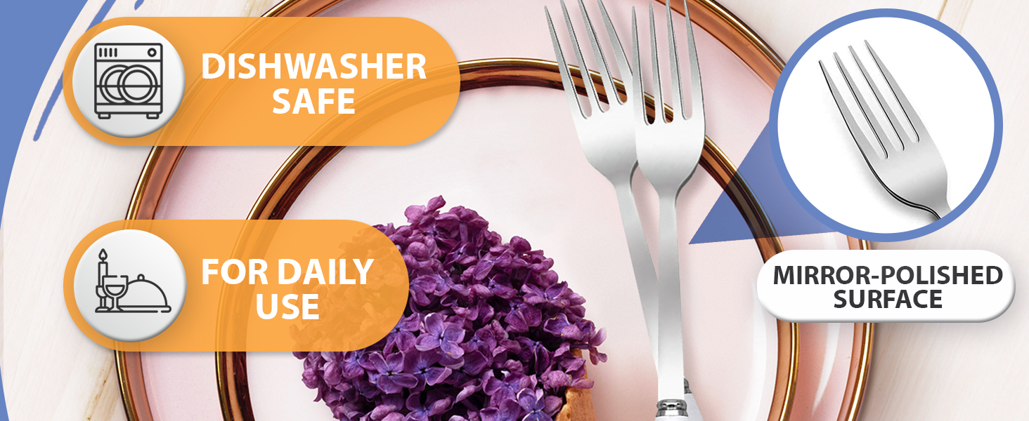 12Pcs Stainless Steel Forks Silverware Set - Reusable Silverware Dinner Forks for Restaurant Ceramic Long Handle Fork Cutlery Set - Dessert Forks and Spoons for Home Kitchen Silverware Forks Set