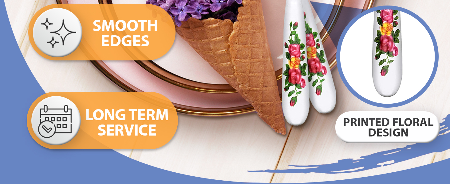 12Pcs Stainless Steel Forks Silverware Set - Reusable Silverware Dinner Forks for Restaurant Ceramic Long Handle Fork Cutlery Set - Dessert Forks and Spoons for Home Kitchen Silverware Forks Set