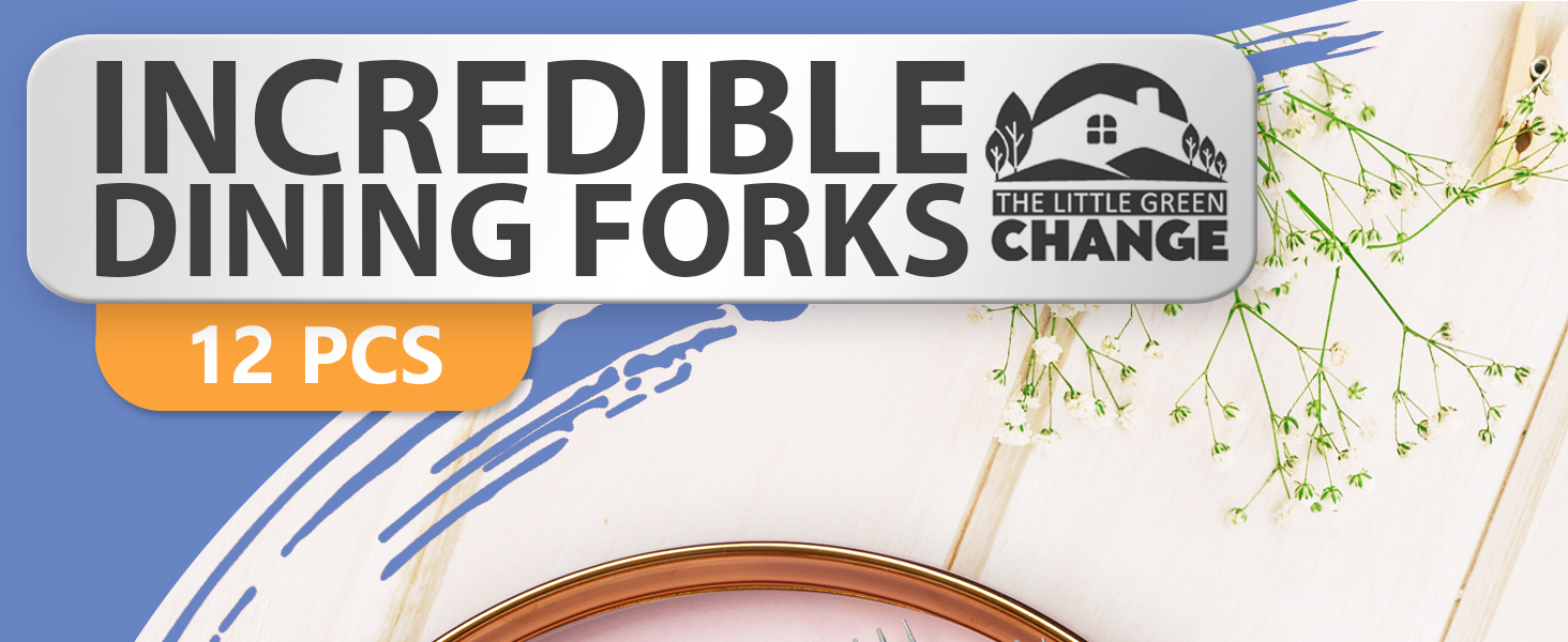 12Pcs Stainless Steel Forks Silverware Set - Reusable Silverware Dinner Forks for Restaurant Ceramic Long Handle Fork Cutlery Set - Dessert Forks and Spoons for Home Kitchen Silverware Forks Set