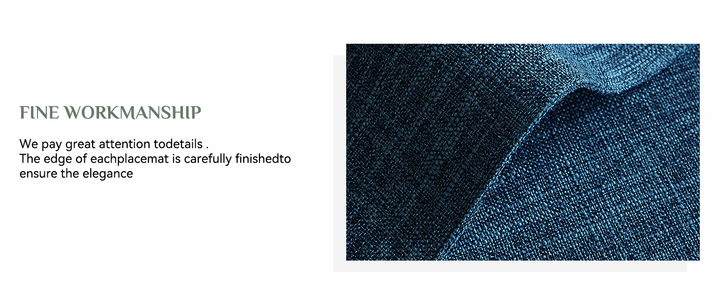 Softalker Faux Linen Placemats Set of 4-12 x 18 Inch, Heat Resistant Double Layered Durable Burlap Farmhouse Place Mats, Non-Slip Washable Rustic Table Mats for Dining, Kitchen, Party（Navy Blue