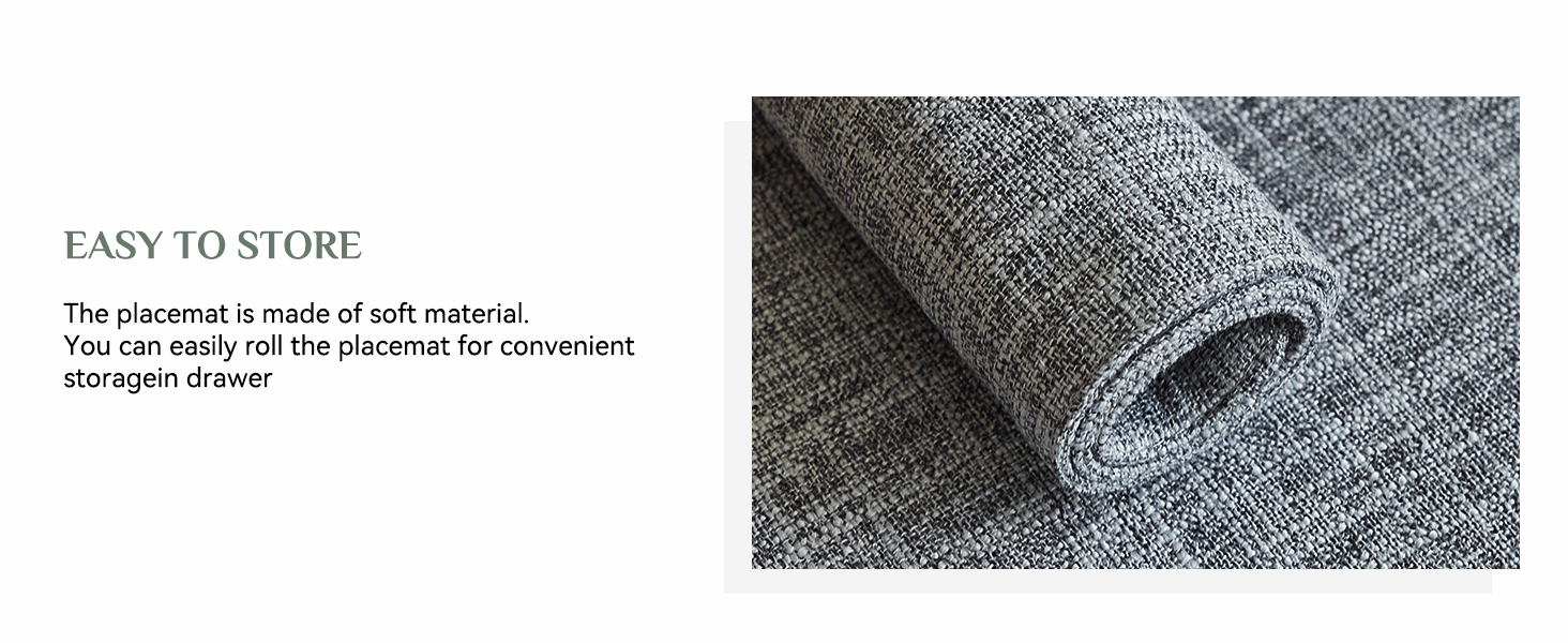 Softalker Faux Linen Placemats Set of 6-12 x 18 Inch, Heat Resistant Double Layered Durable Burlap Farmhouse Place Mats, Non-Slip Washable Rustic Table Mats for Dining, Kitchen, Party（Light Grey