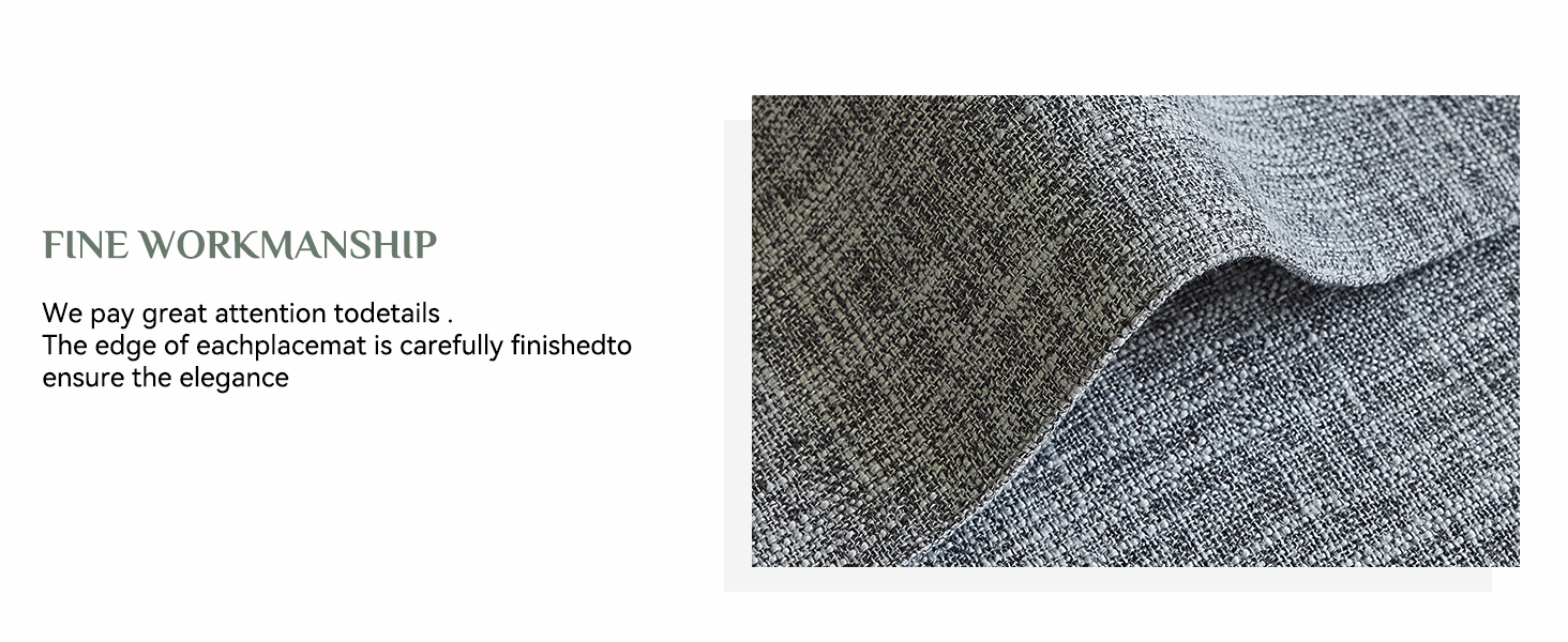 Softalker Faux Linen Placemats Set of 6-12 x 18 Inch, Heat Resistant Double Layered Durable Burlap Farmhouse Place Mats, Non-Slip Washable Rustic Table Mats for Dining, Kitchen, Party（Light Grey