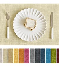 Softalker Faux Linen Placemats Set of 6-12 x 18 Inch, Heat Resistant Double Layered Durable Burlap Farmhouse Place Mats, Non-Slip Washable Rustic Table Mats for Dining, Kitchen, Party（Light Grey