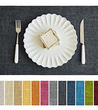 Softalker Faux Linen Placemats Set of 6-12 x 18 Inch, Heat Resistant Double Layered Durable Burlap Farmhouse Place Mats, Non-Slip Washable Rustic Table Mats for Dining, Kitchen, Party（Light Grey