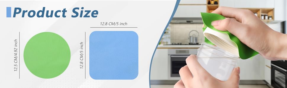 4PCS Jar Opener for Seniors with Arthritis - Rubber Gripper Pads, Bottle & Can Opener, Kitchen Gadgets (Light Blue + Green)