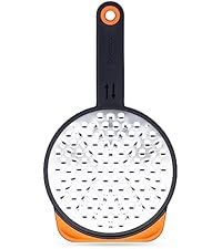 Dreamfarm Ozest Self-Cleaning POP-Button Zester for Fine, Fluffy Citrus Zest, Cheese, Nut, & Spices with Non-Slip Silicone Foot - 1mm Zester, Black/Green