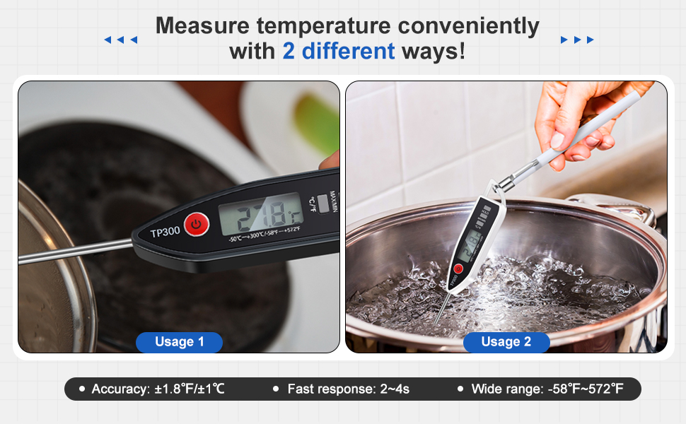 6 Set Waterproof Food Thermometer for Water, Liquid, Candle and Cooking Digital Meat Thermometer with Long Probe Instant Read for Kitchen BBQ Grill Candy (Black,White,Red)