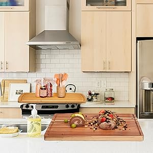 GAOMON 24 x 18 In Acacia Cutting Boardfor Kitchen, XXL Extra Large Charcuterie Cheese Platter Serving Tray, Food Prep and Serving Boards, Chopping Boards for Meal Vegetables and Cheese