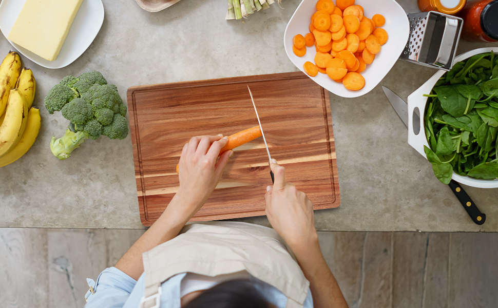 GAOMON 24 x 18 In Acacia Cutting Boardfor Kitchen, XXL Extra Large Charcuterie Cheese Platter Serving Tray, Food Prep and Serving Boards, Chopping Boards for Meal Vegetables and Cheese