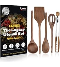 Boxiki Kitchen Wooden Tongs for Cooking - Nonstick Kitchen Salad Tongs for Serving Food, Grilling, Cooking, BBQ and Tossing Salad - Made of Natural Walnut Wood, Size 12-inch
